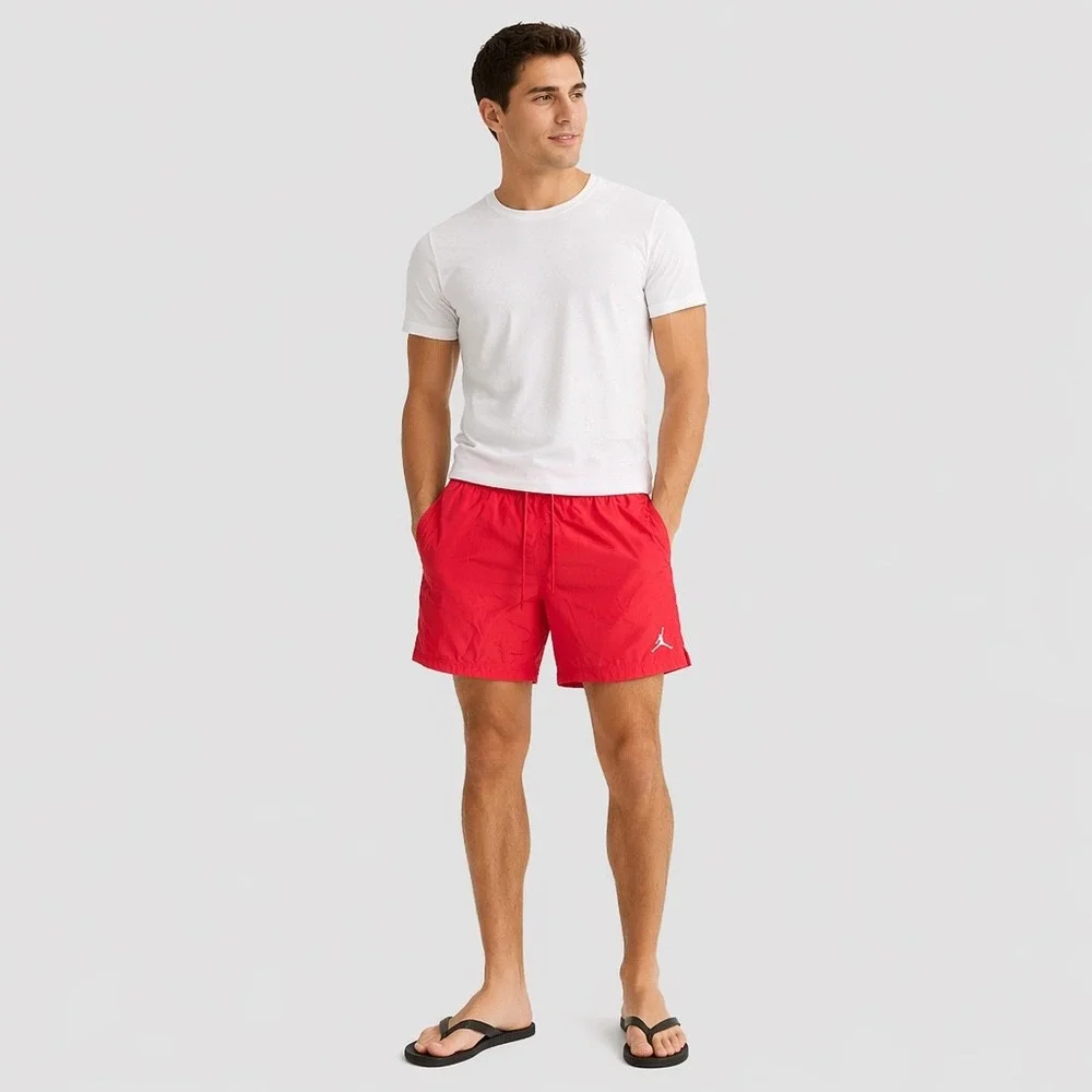 Jordan Essentials Mens Swim Shorts Pink Infrared Jumpman Mesh Lined Size Large